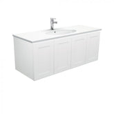Fienza 1200mm Rotondo Top With Mila Cabinet Wall Hung - Satin White